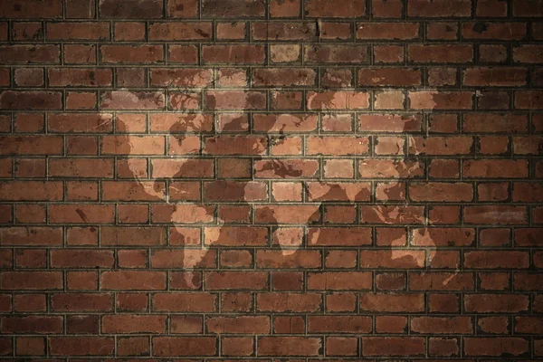 Red Brick wall texture surface vintage style with world map