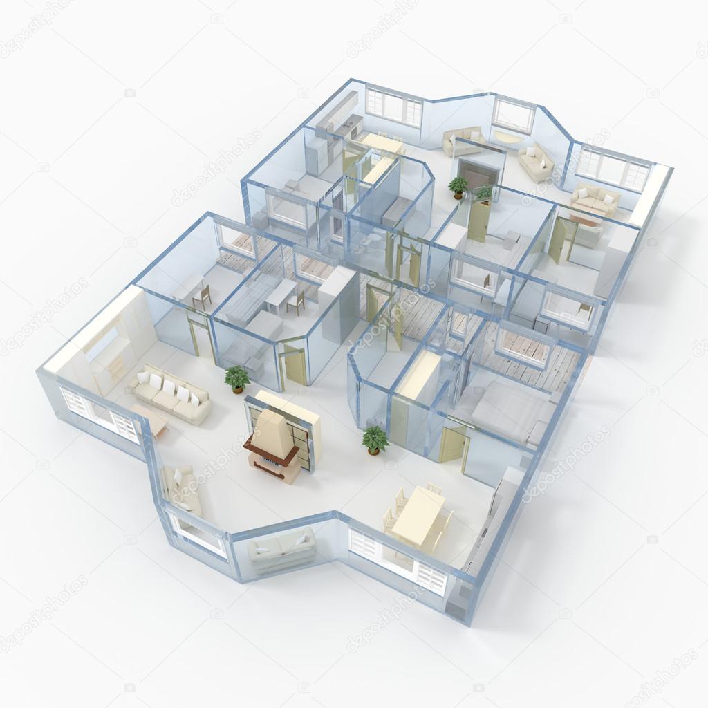 3d inredning rendering sneda syn på utan tak aqua glas lägenhet ...