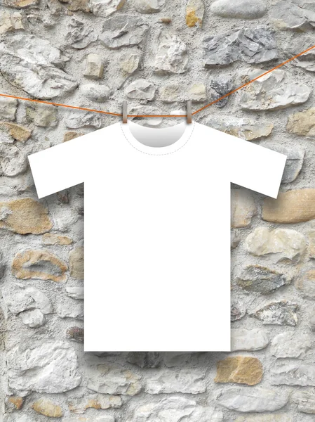 Single T-shirt hanged with clothes pins