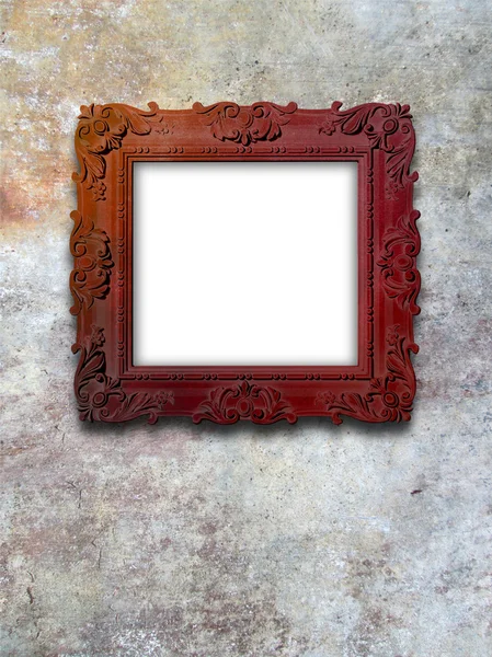 Single bordeaux baroque frame on concrete wall