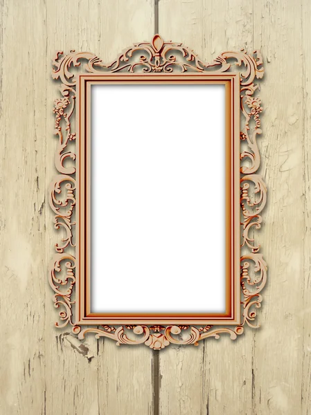 Single baroque frame on wooden boards