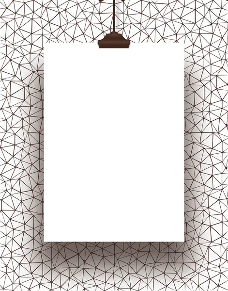 Single hanged vertical paper sheet with clip on brownish mesh