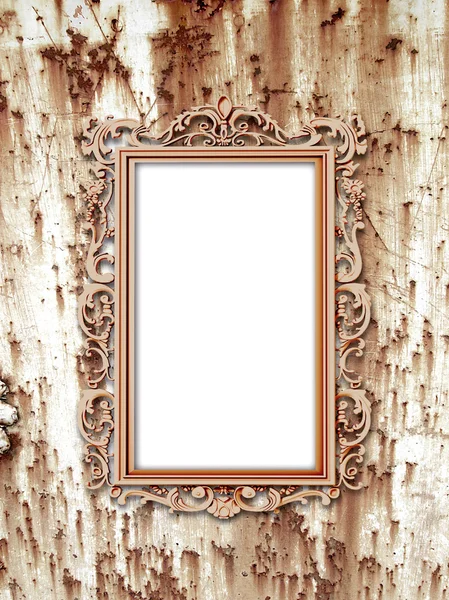 One baroque frame on rusty metal