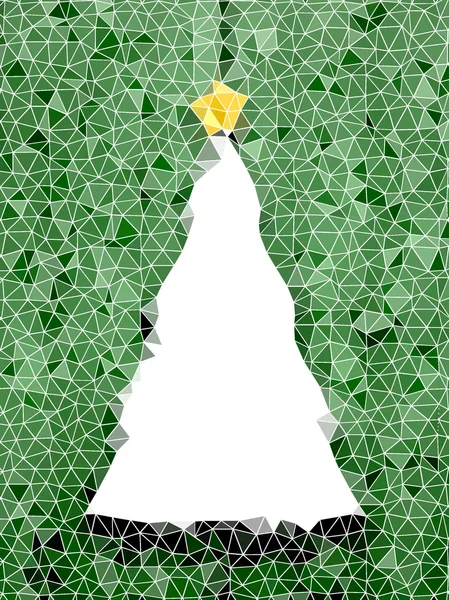 Single Christmas tree empty frame with star on greenish mesh abstract