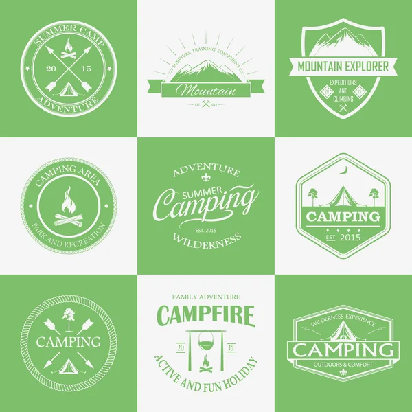 Camping logo, labels and badges. Travel emblems