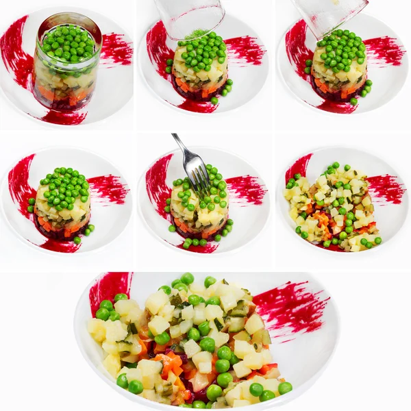 The cooking process beet salad, Russian salad