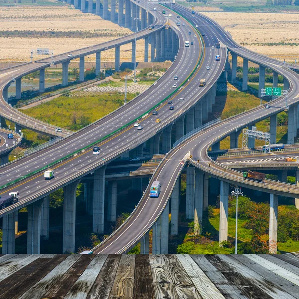Architecture of highway construction with beautiful curves in daytime in Taiwan, Asia