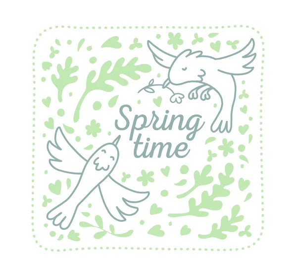 Vector illustration for spring season. Spring floral of green co