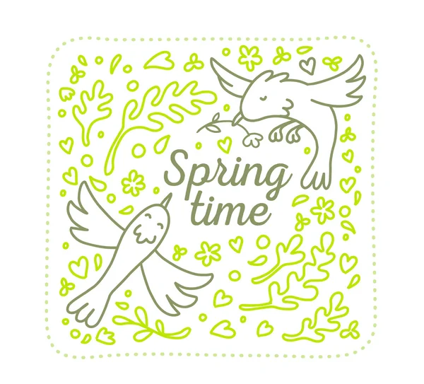 Vector illustration for spring season. Spring floral of green co