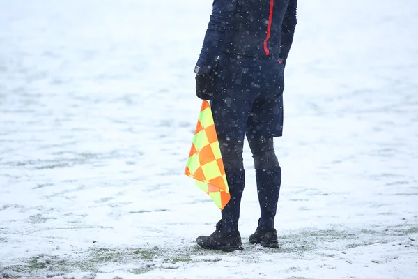 Assistant of referee with flag