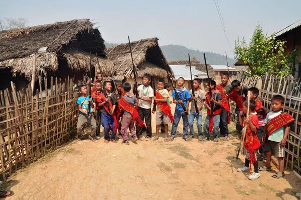 Group of young warriors in Nagaland, India