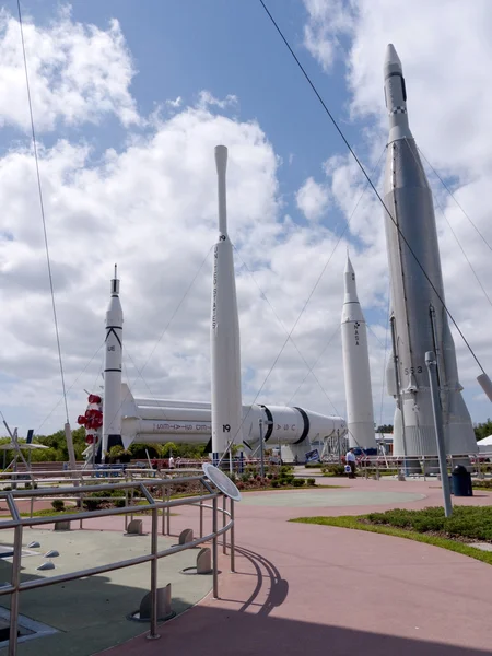 Rocket Garden at the Visitor Centre at Kennedy Space Centre, Cape Canaveral, Florida, USA