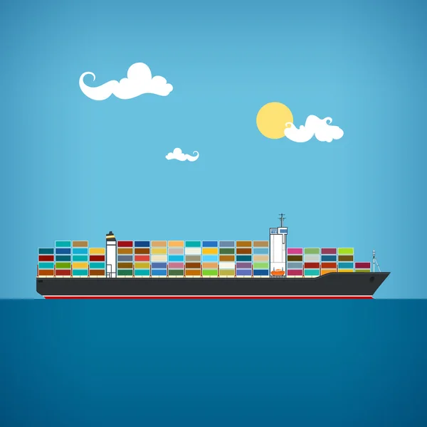 Cargo container ship, vector illustration