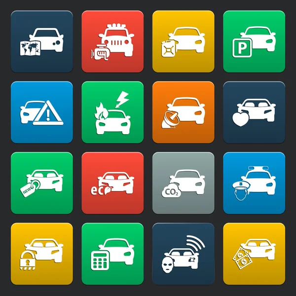 Transportation, car 16 simple icons set for web