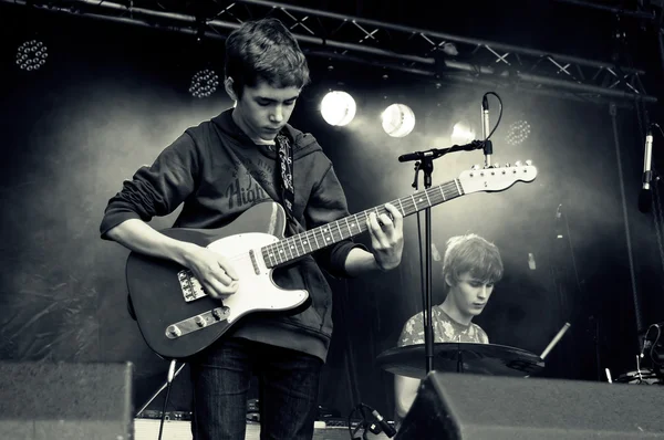 MULHOUSE - France - 21 June 2015 - young guitarit of mulhouse music school during the music party 2015