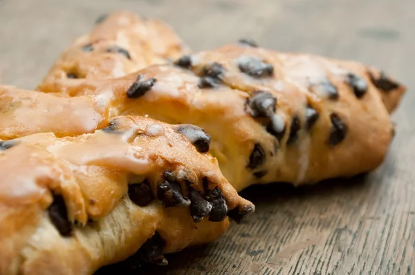 Traditional alsatian bakery with chocolate chips  on wooden background