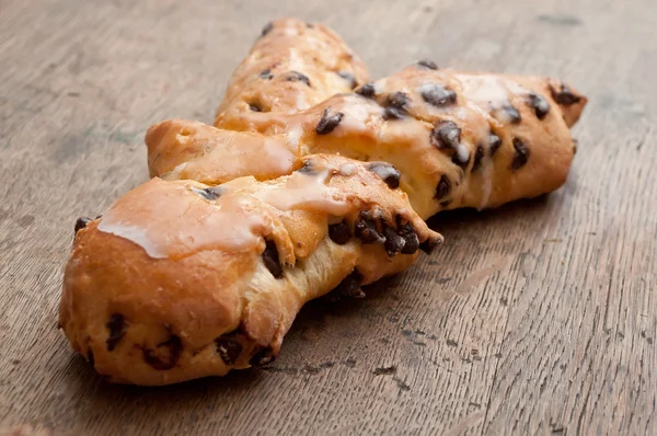 Traditional alsatian bakery with chocolate chips  on wooden background