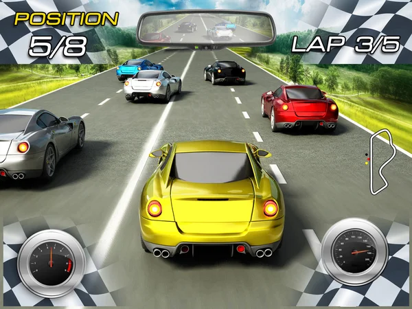 Premium Vector  Race cars driving road online platform video game