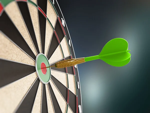 Green dart at the center of the target