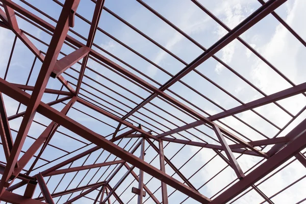 Structural steel beam on roof of building residential