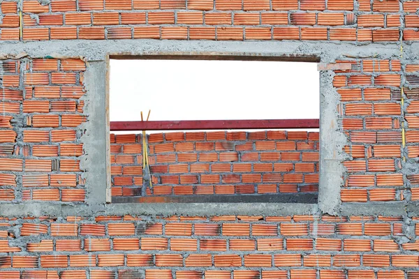 Brick wall in residential building construction site