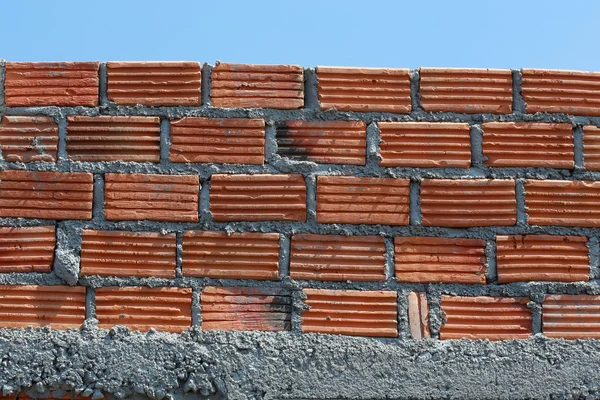 Brick wall in residential building construction site
