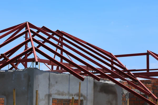 Steel beam on roof building construction house