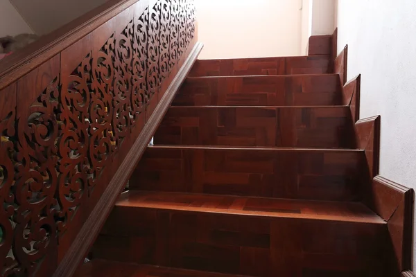 Wood staircase with parquet floor