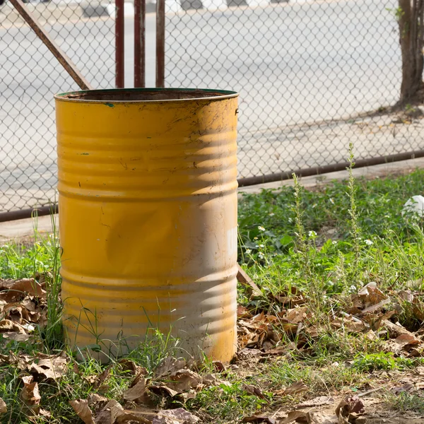 Yellow trashcan of recycle old fuel tank