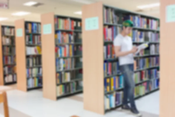 Library blur background with student and bookshelf