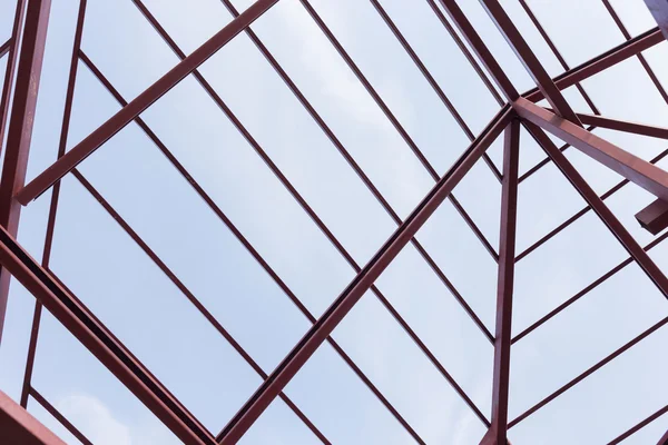 Structural steel beam on roof of building residential