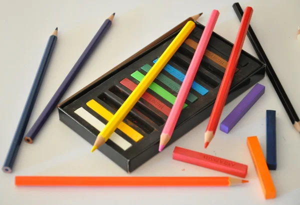 Painting soft pastel and colorful pencils
