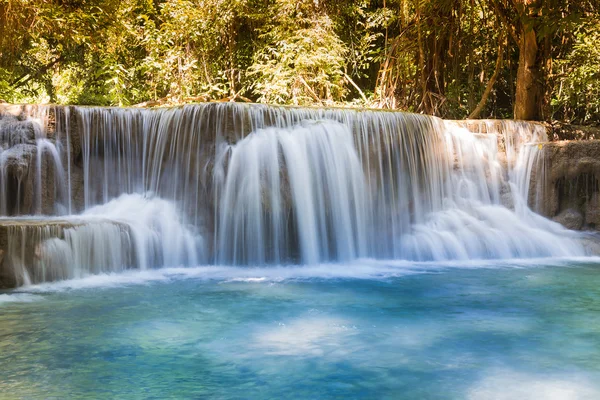 Blue stream tropical waterfall, Thailand natural landscape