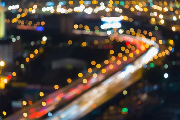 Blurred bokeh city road curved night view,