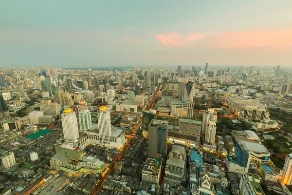 Aerial view Bangkok business area and skyline