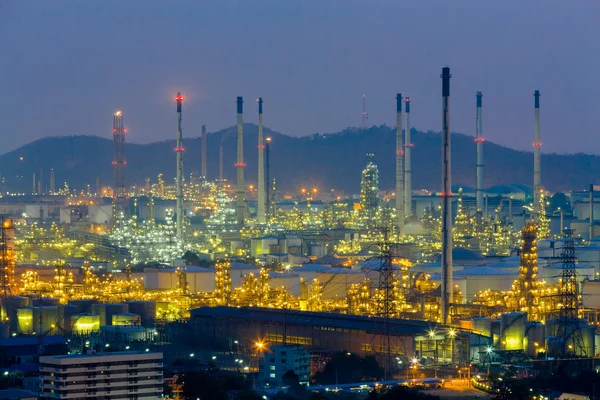 Petrol chemical plant lights night time