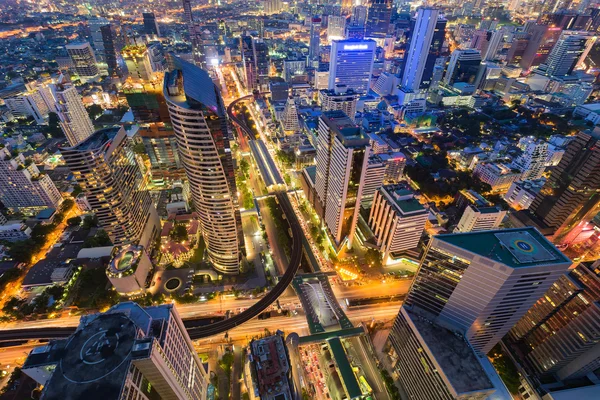 Aerial view Bangkok central business district downtown