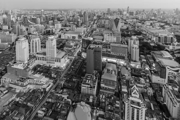 Black and White, Aerial view city central business downtown skyline, Bangkok Thailand