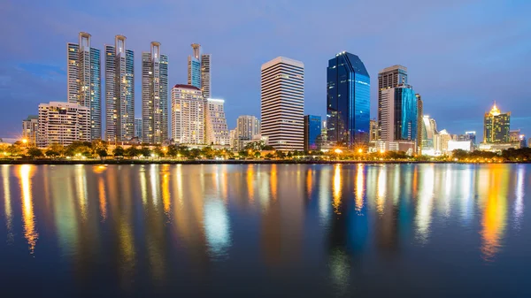 Bangkok City reflection lights with twilight sky