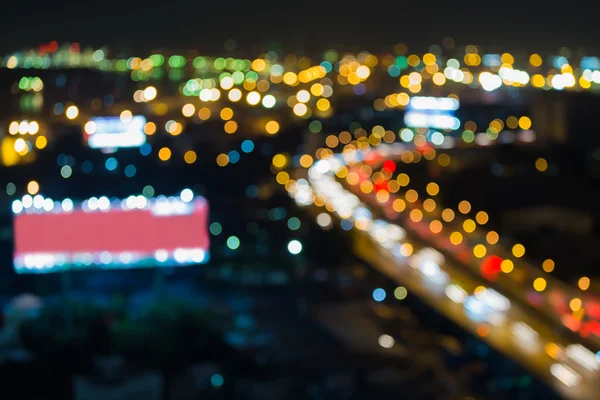 Blurred lights night view city road curved