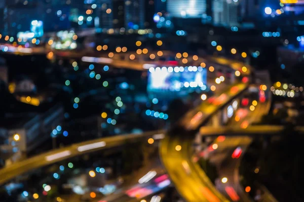 Abstract blurred lights city and highway intersection night view