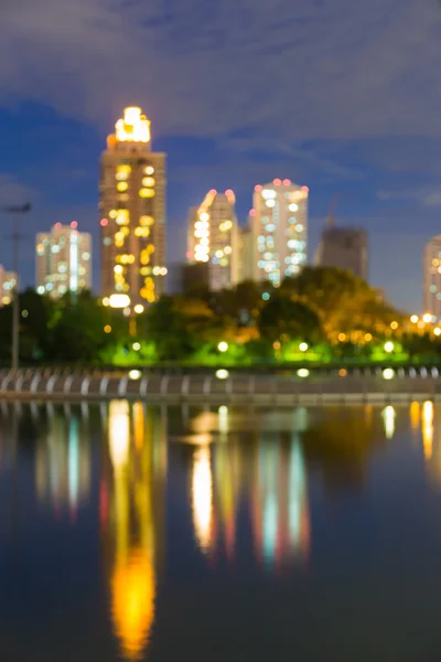 Water reflection of Big city light at night