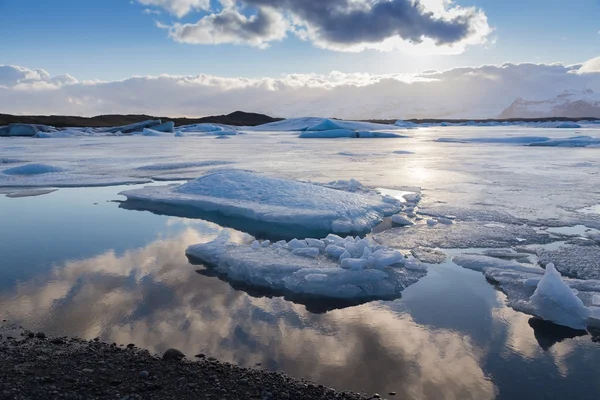 Winter ice landscape on Jokulsarlon lake