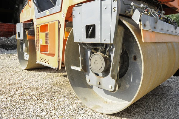 Detailed view of a road roller