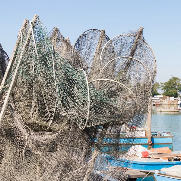 Fishing nets, creels and fishing boats