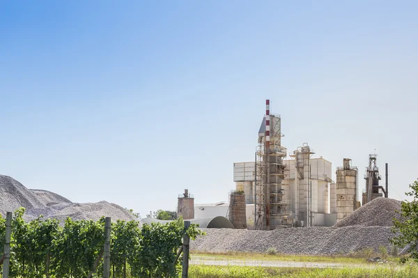 Cement plant, with vineyards in the foreground