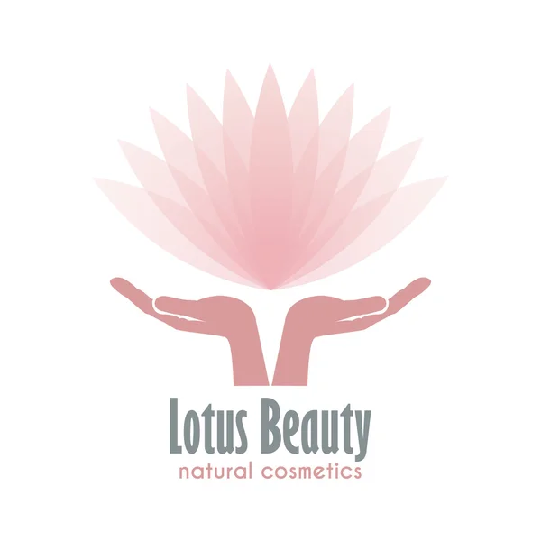 Hands holding a Lotus flower. Business logo for Beauty and Health industry.
