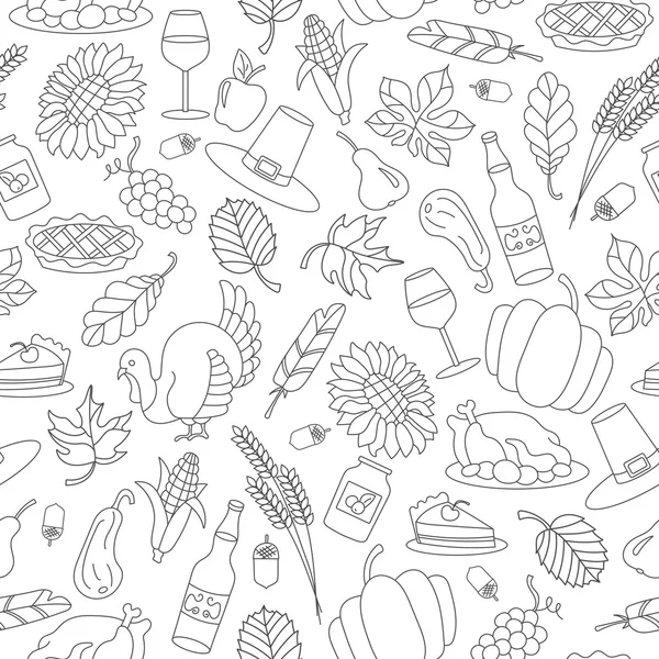 Seamless pattern for holiday Thanksgiving day, a simple hand-drawn contour shape on white background