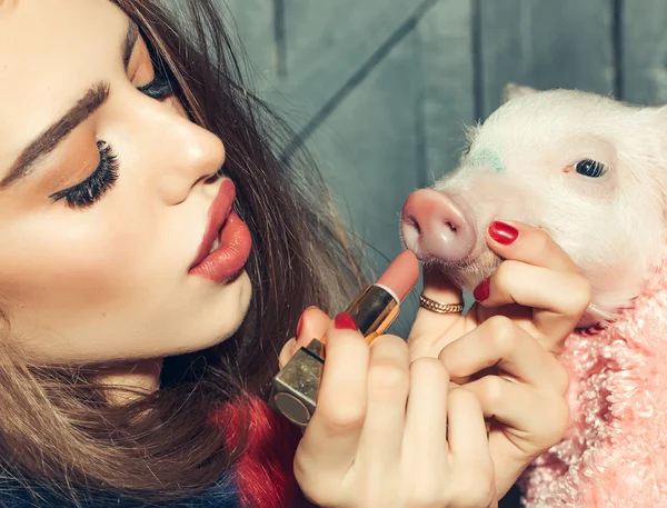 Girl and lipstick