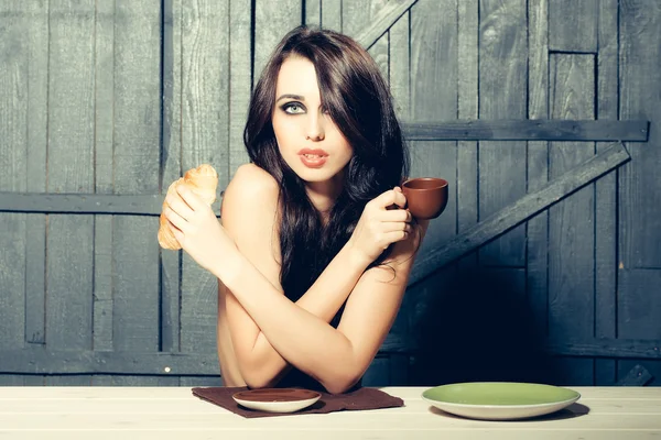 Sensual woman eating